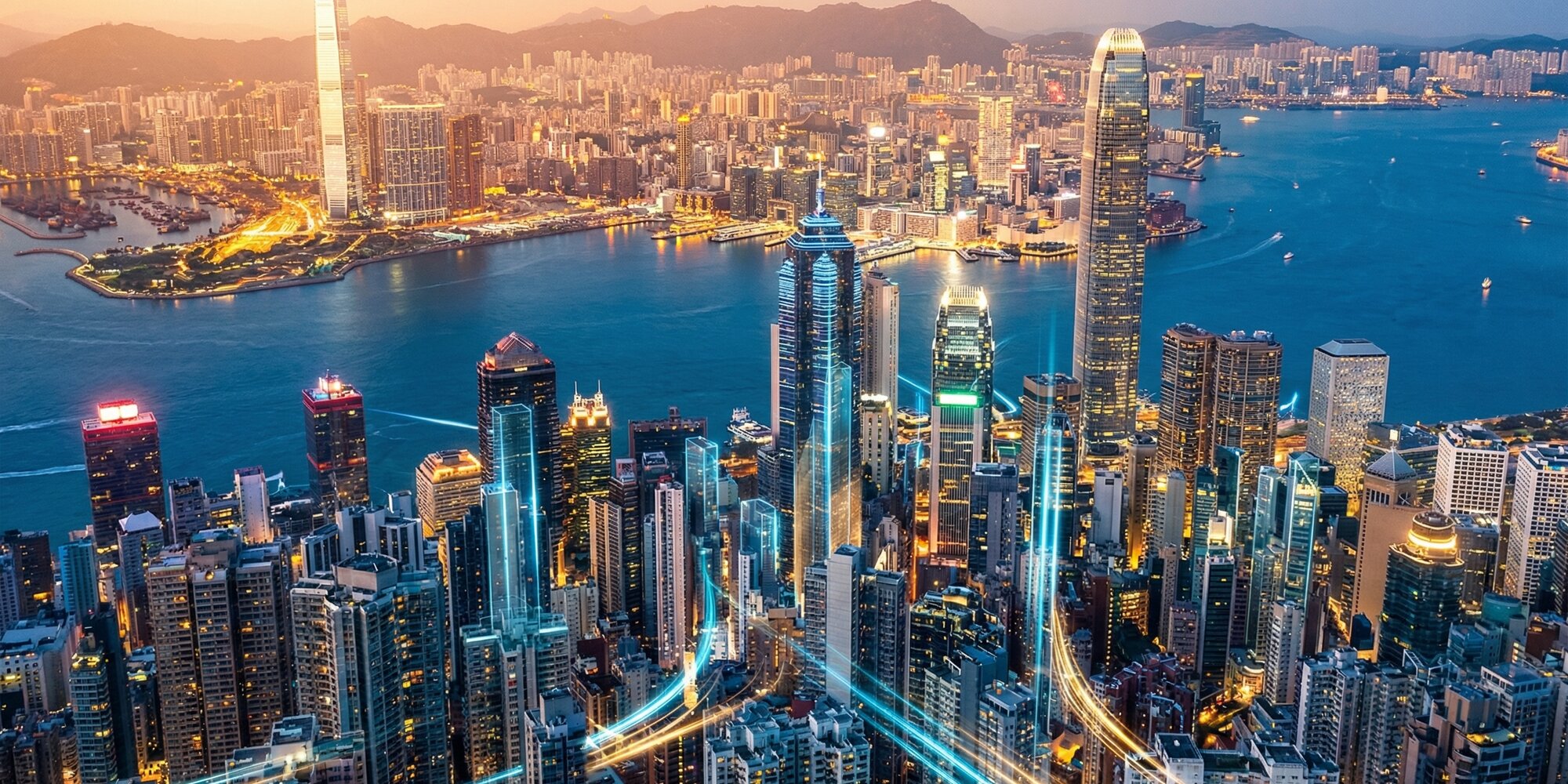 Cinematic aerial city skyline with stylized financial data visualization overlay representing film production economic impact